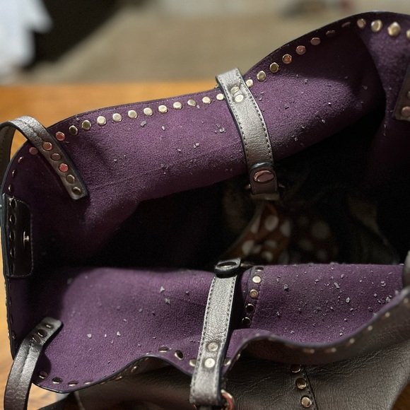 LJ Rose Bronze Colored Oversized Purse with Bronze Studding - Picture 6 of 9